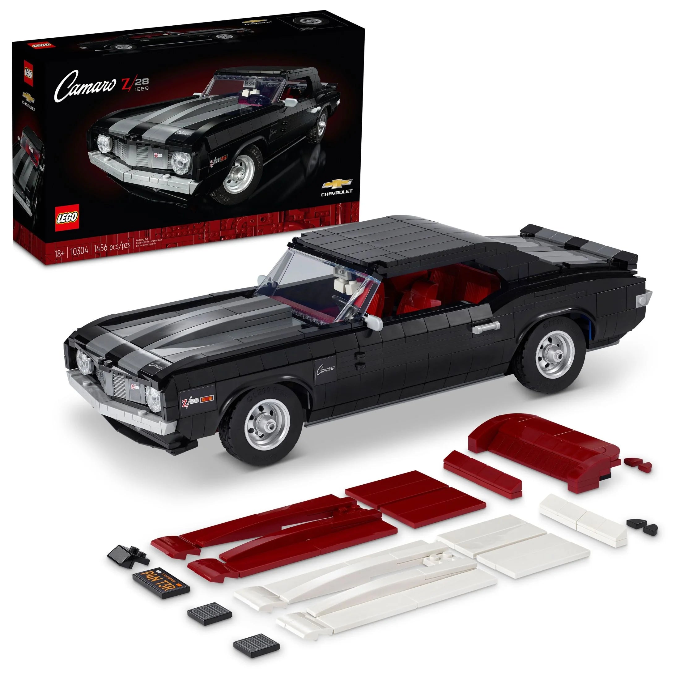 LEGO Icons Chevrolet Camaro Z28 10304 – Individuell gestaltbares Oldtimer-Bauset für Erwachsene, amerikanischer Sportwagen im Vintage-Stil, tolle Geschenkidee