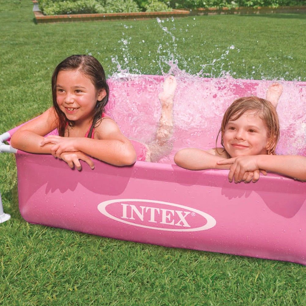 Intex quadratischer, röhrenförmiger PVC-Aufstellpool 122x122x30cm Rosa