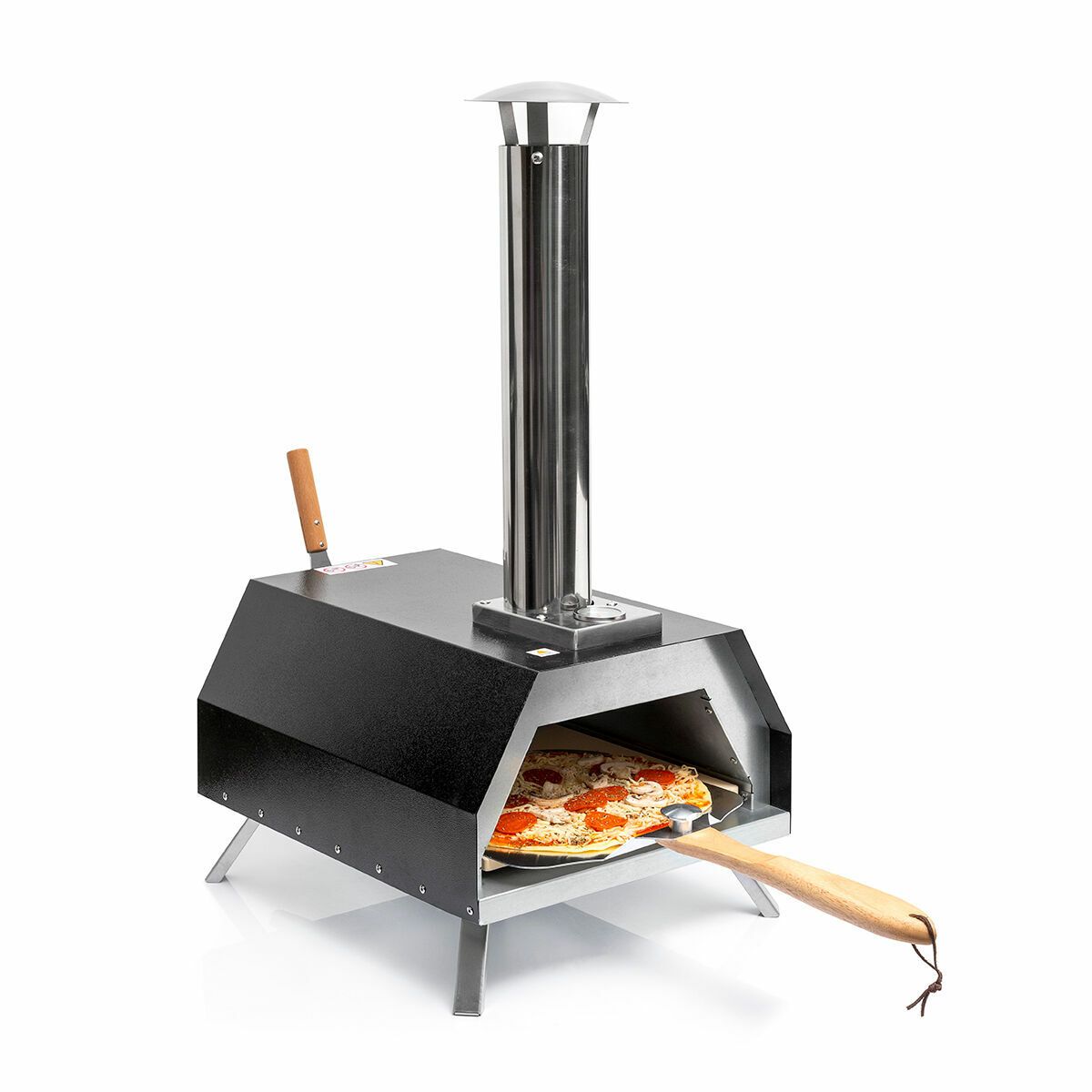 Innovagoods Pellet-Pizzaofen mit Zubehör, Holz, 42 x 81 x 80 cm, Schwarz