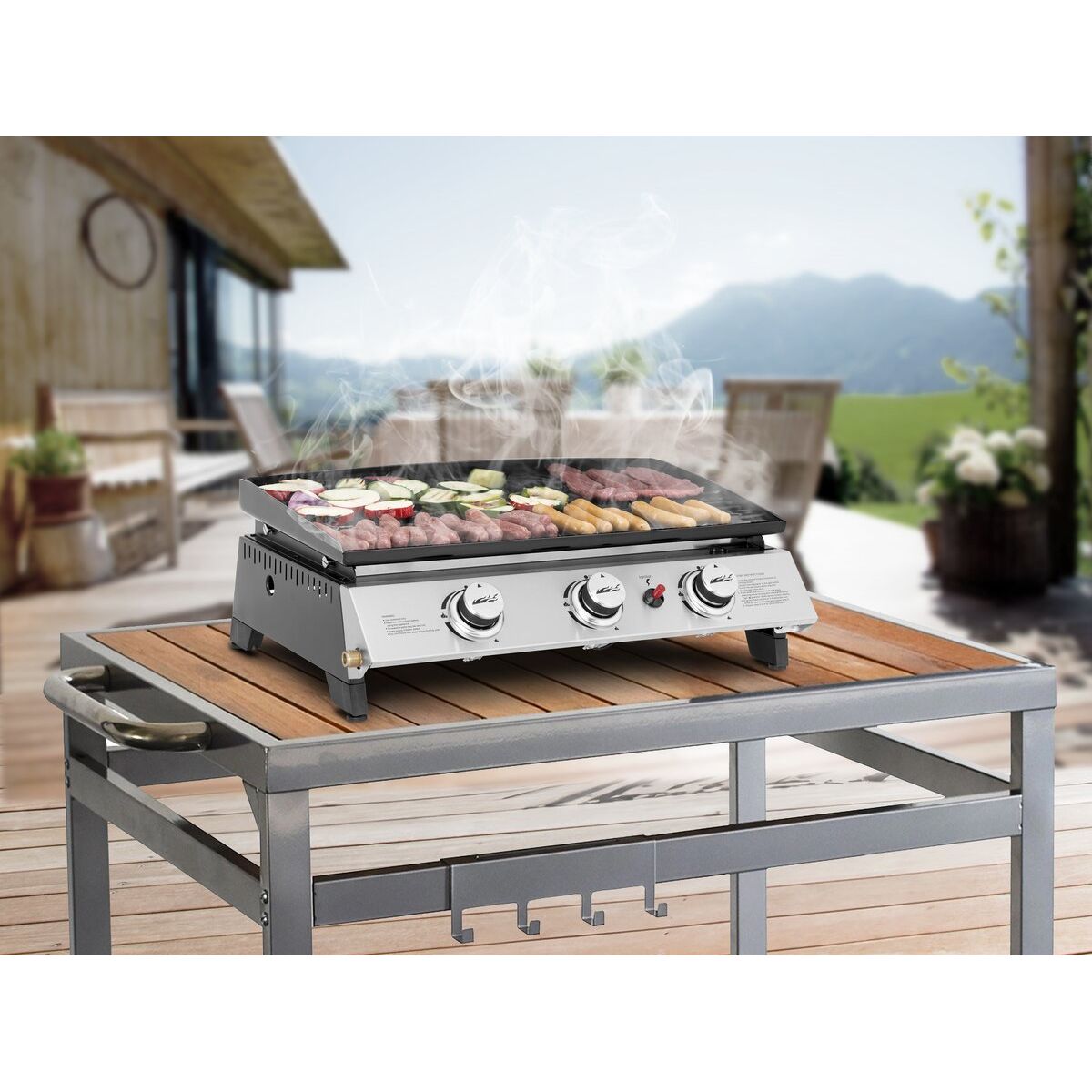 „Jolly“ 3-Flammen-Gasgrill – 7,5 kW – Grau
