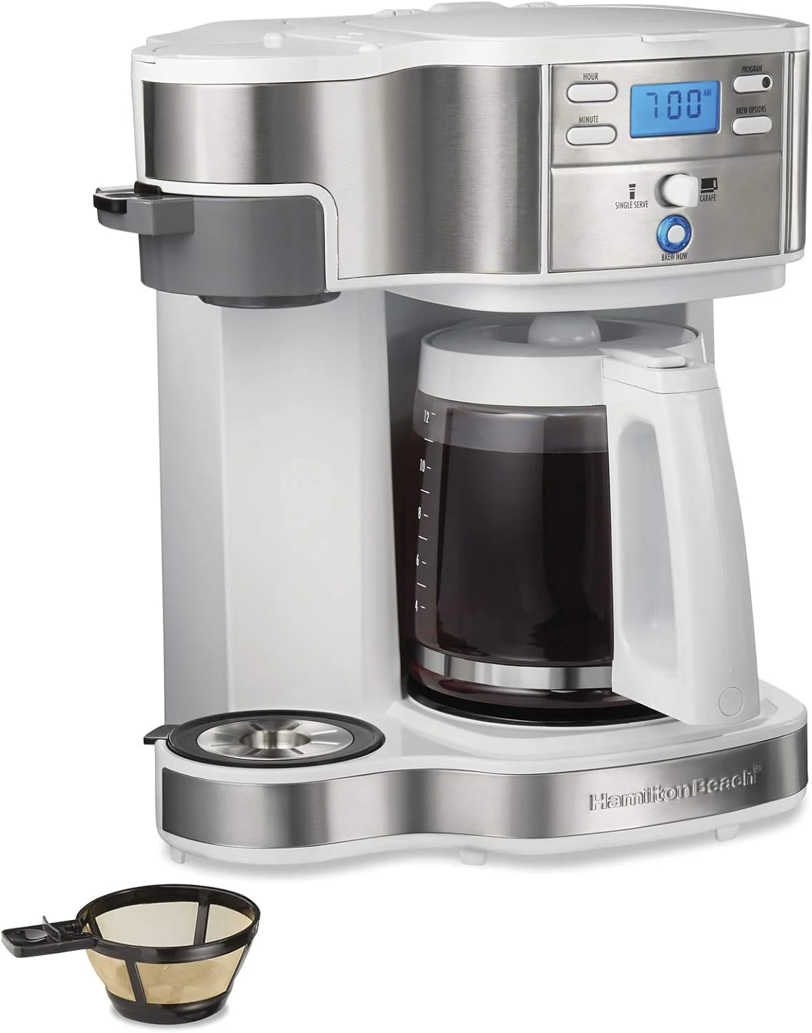 Hamilton Beach 2-in-1-Programmierbare Filterkaffeemaschine (Modelljahr 2025). 12 Tassen. Glaskanne. Automatische Pausen- und Servierfunktion. Schwarz (49980R)