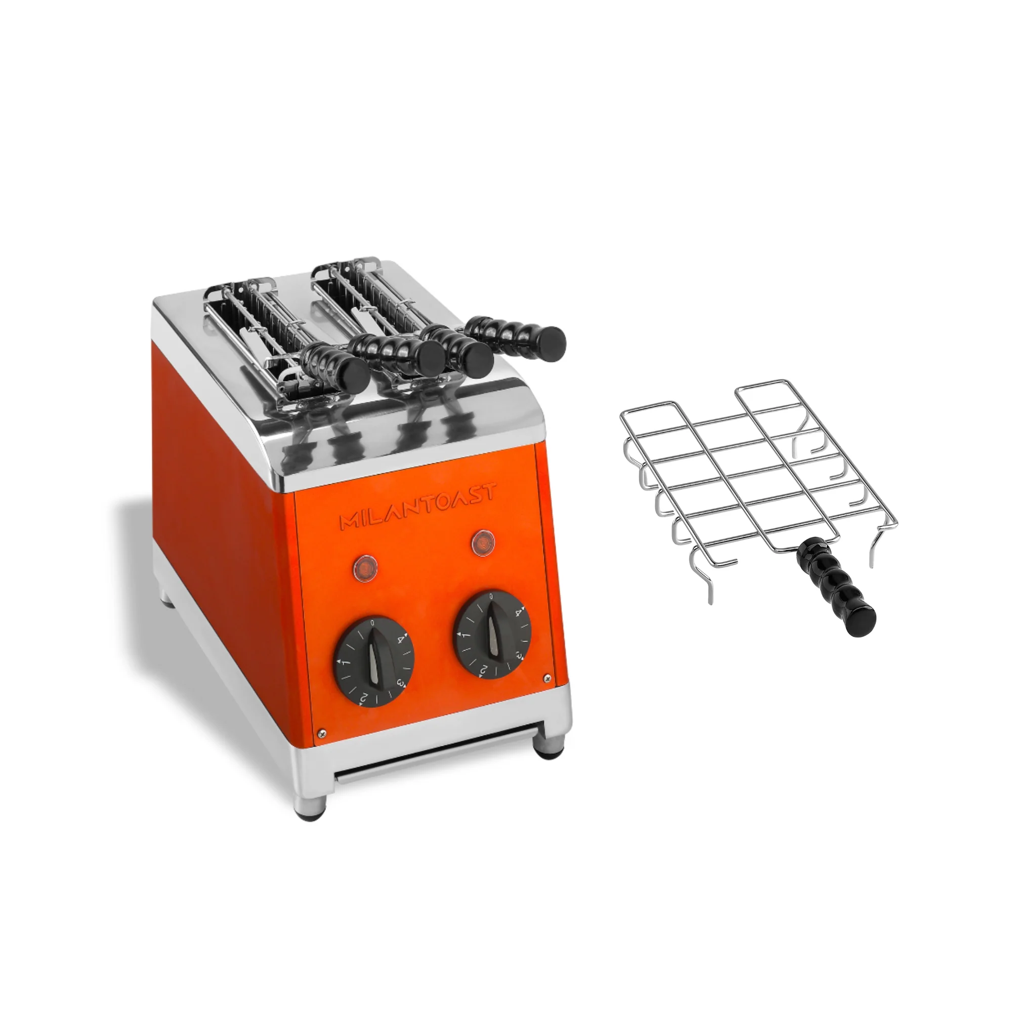 Milantoast 2025 2-Schlitz-Toaster mit Zange und Brötchenhalter