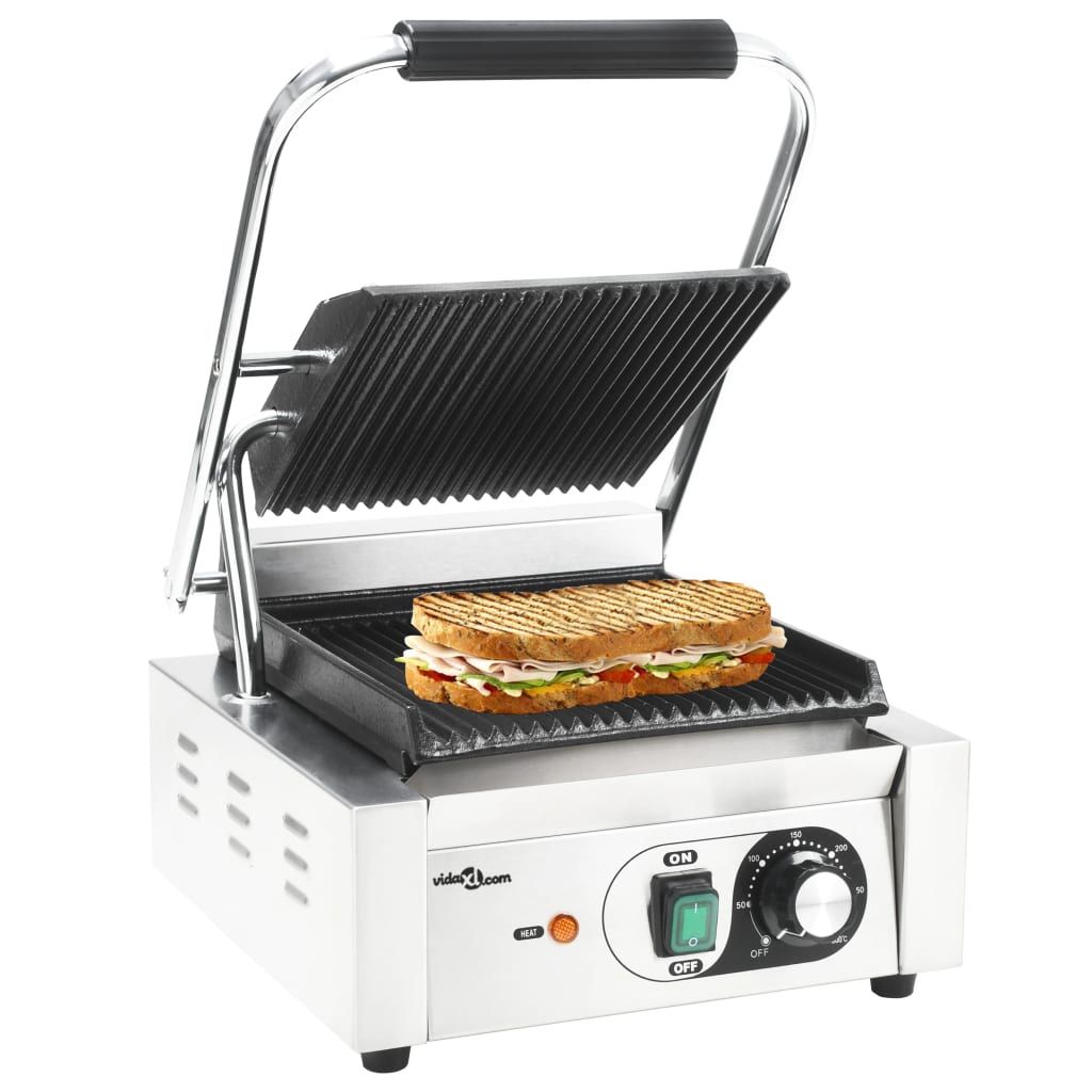 Edelstahl-Grillplatte mit Rippen, 1800 W, 31 x 30,5 x 20 cm, Vidaxl