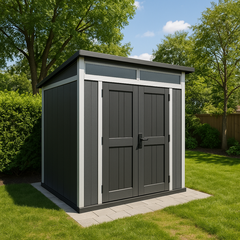 Abri de jardin en résine 220 x 170 x 214 cm gris/noir FbDGumf392kr