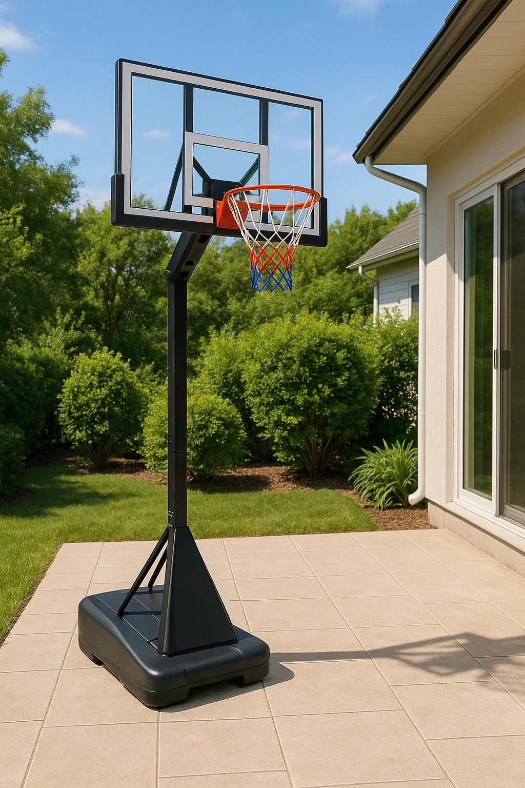 Panier de basket-ball d'extérieur, en acier transparent noir, 75 × 71 × 205 cm XprymKGq95Cd