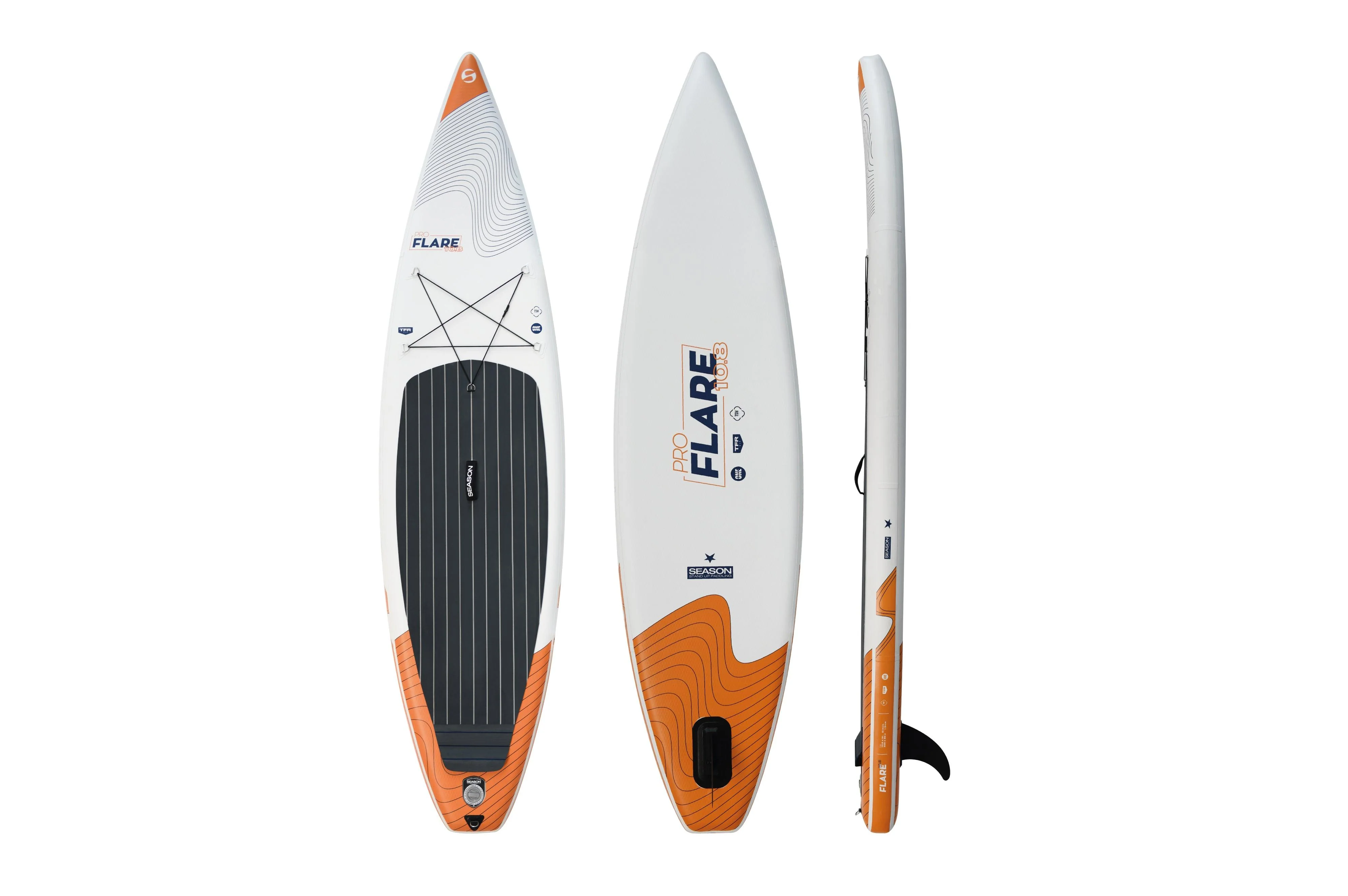 2025 Flare Pro 10.8 Aufblasbares Touring-SUP-Board – Double Layer Fusion, mit Fiberglas-Paddel, Pumpe und Rollenrucksack