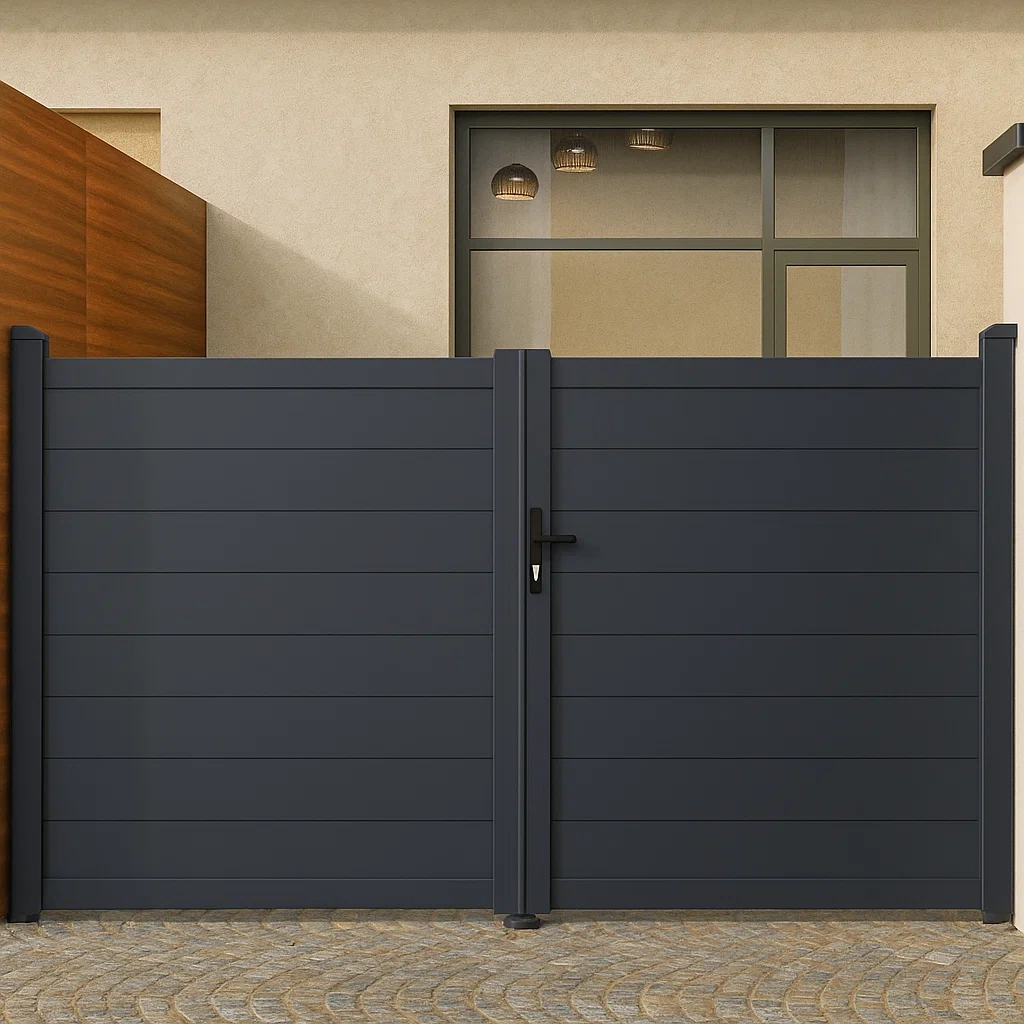 Portail battant d'entrée en aluminium gris anthracite 305×4,6×166 cm - AprBEMzdzt4t