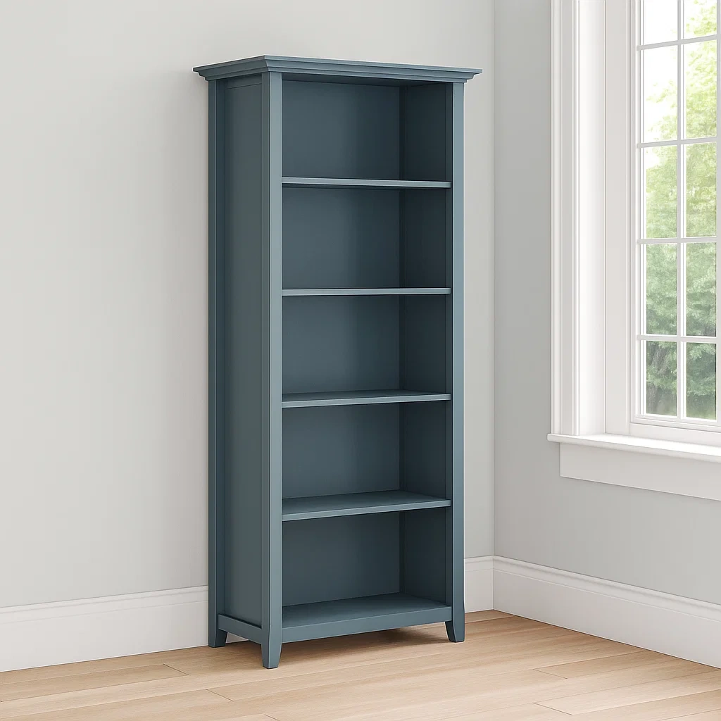 Étagère de rangement bleue en bois, adaptée à un usage intérieur, 76 x 36 x 178 cm