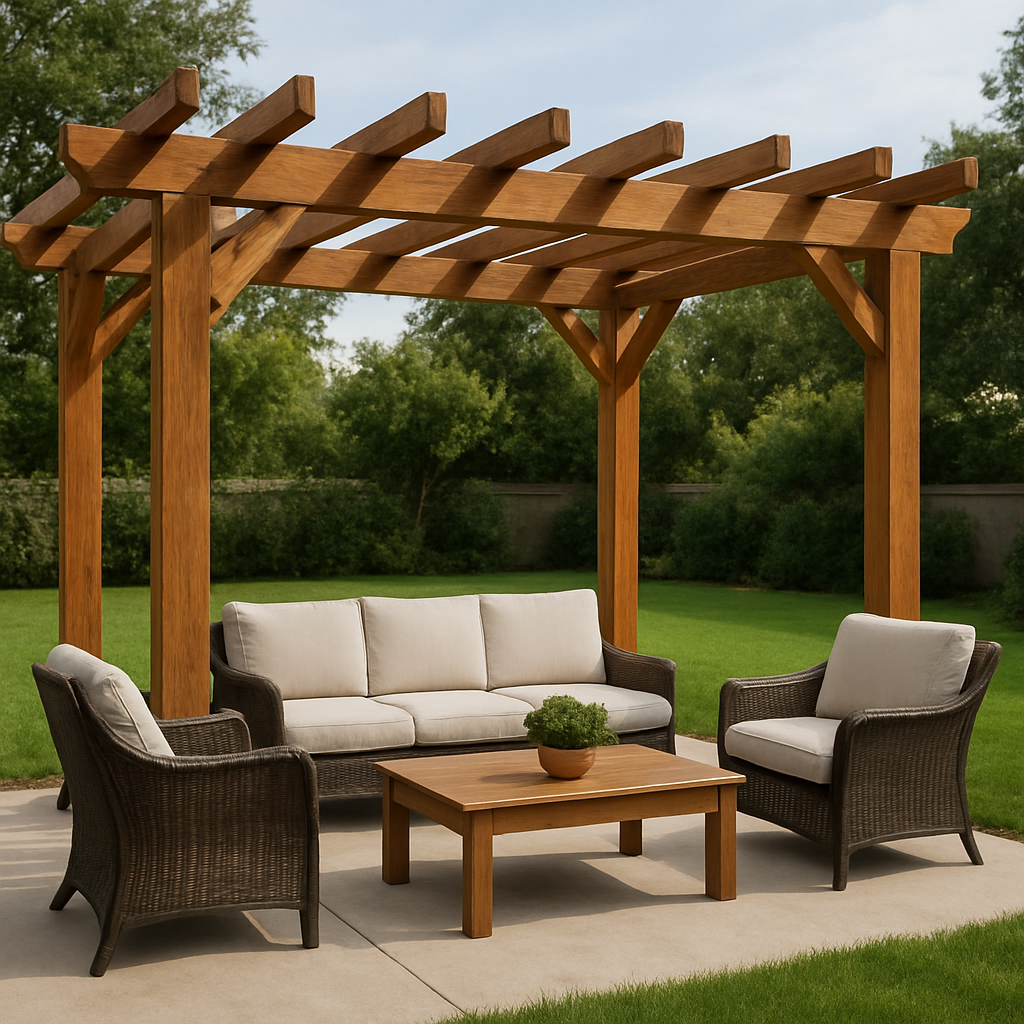 Pergola de jardin autoportante en bois 370 x 370 x 221,5 cm