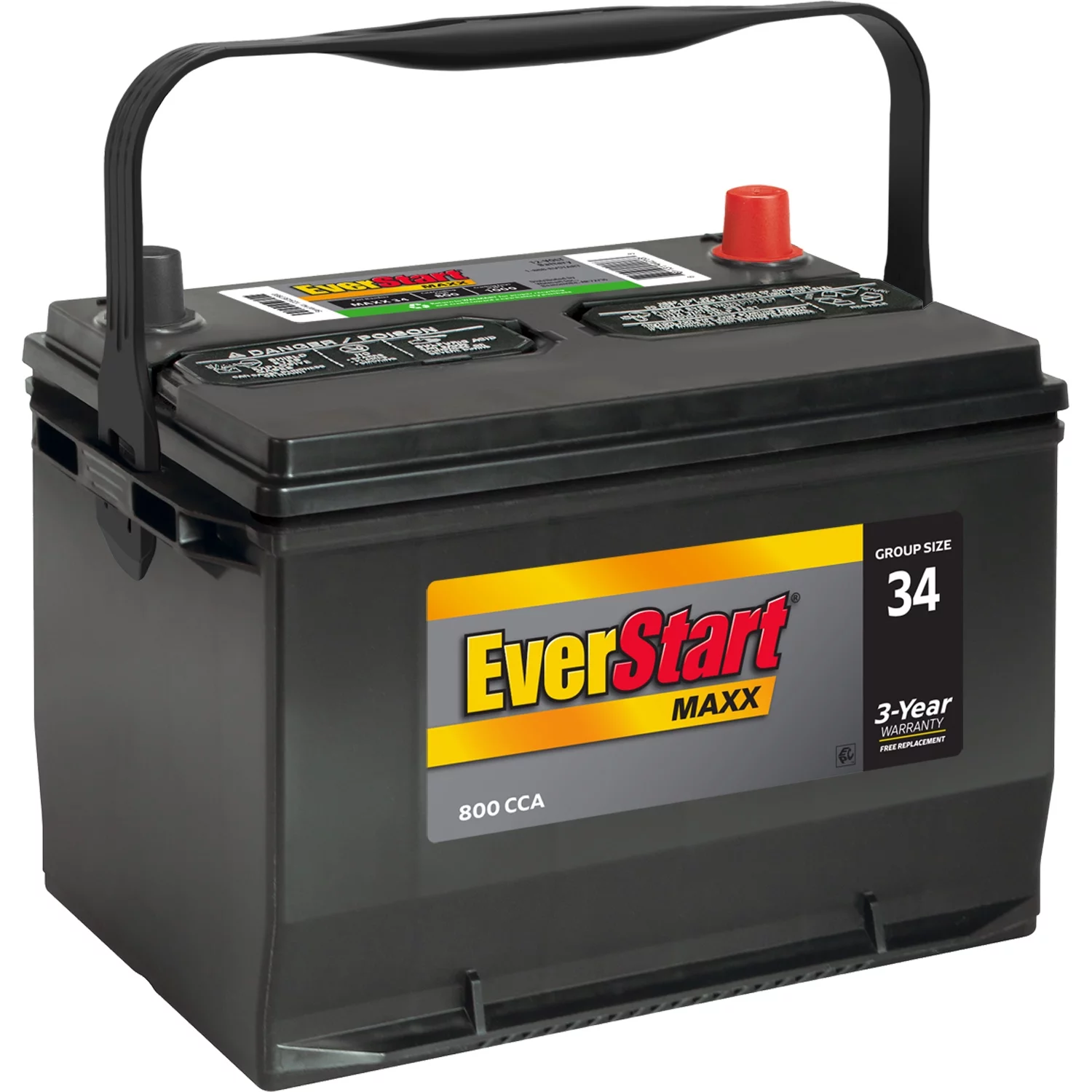 EverStart Maxx Blei-Säure-Autobatterie (Modelljahr 2025). Gruppengröße 34. 12 Volt. 800 Kaltstartstrom (CCA).