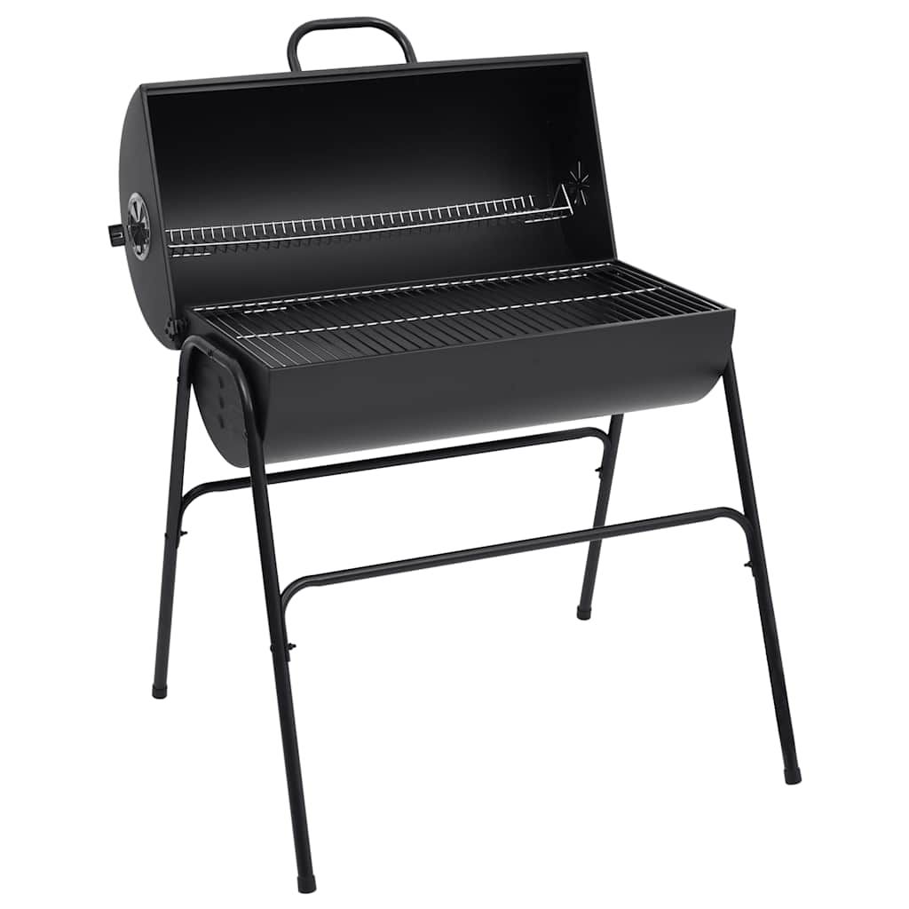 Fassgrill mit 2 Grillrosten, schwarzer Stahl, 80x95x90 cm, Vidaxl