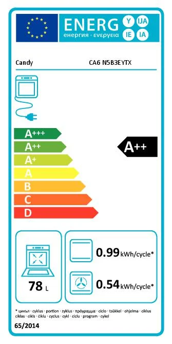 Candy CA6 N5B3EYTX Multifunktionsbackofen, 3,3 kW, 78 l, Klapptür, 12 Kochfunktionen, WLAN, Energieeffizienzklasse A++ – Edelstahl