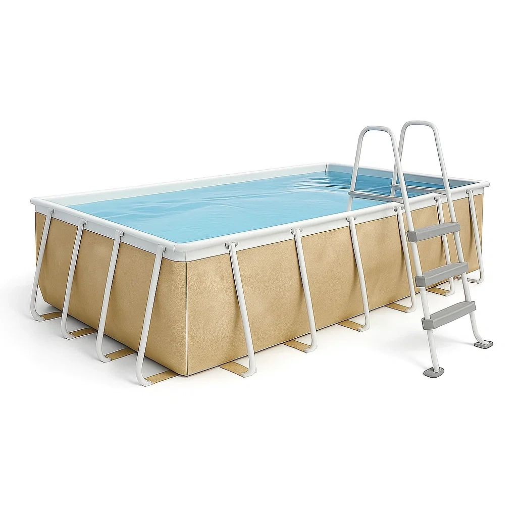 Piscine tubulaire rectangulaire amovible en acier 532 x 265 x 119 cm beige/blanche avec filtre et échelle IrhyPDq187Nq