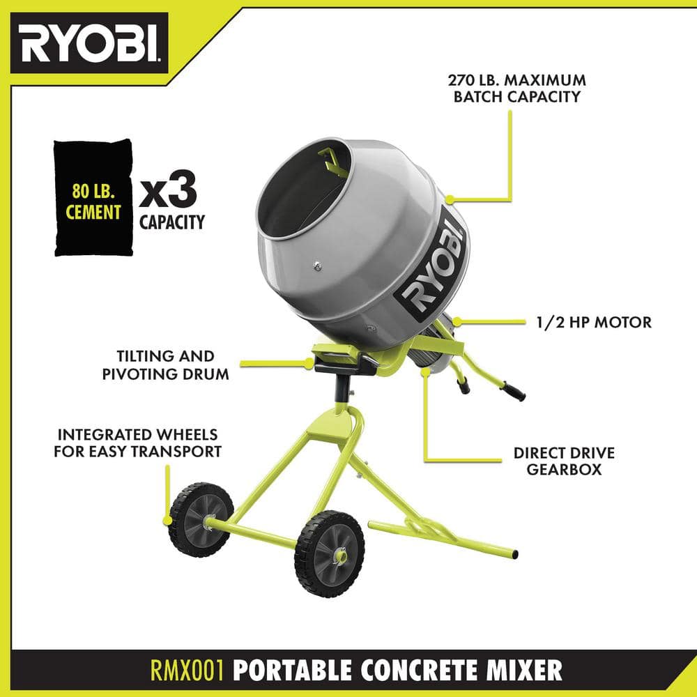 2025 RYOBI Tragbarer Betonmischer 5,0 ft³ RMX001