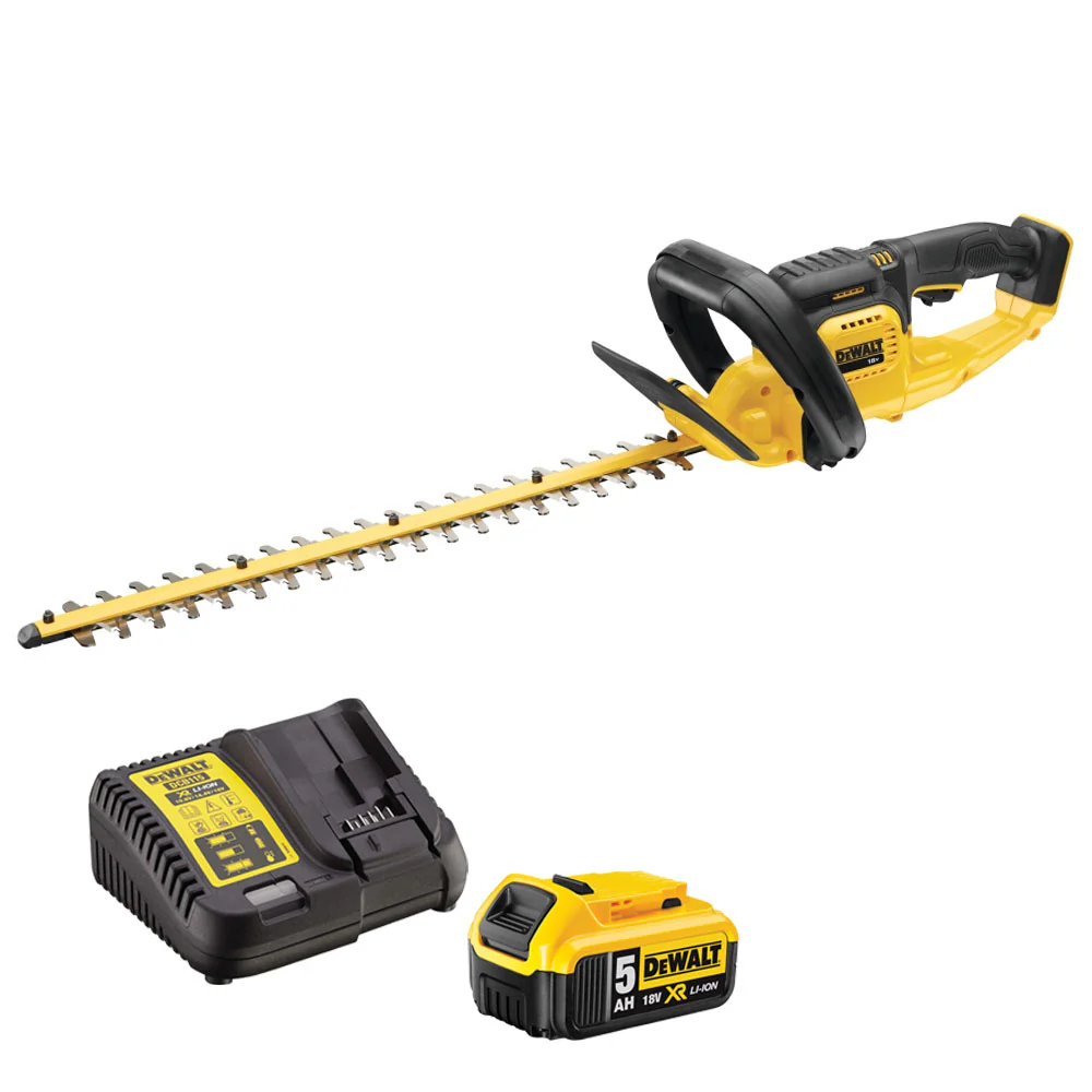 DeWalt DCM563PB 18V XR Akku-Heckenschere (Modelljahr 2025) mit 1 x 5,0-Ah-Akku und Ladegerät