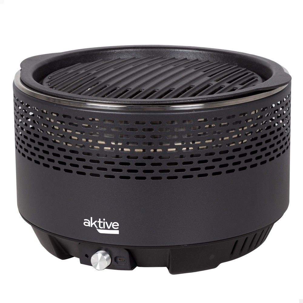 Aktive Tragbarer, schwarzer, rauchfreier Holzkohlegrill, Ø 34 x 21,5 cm, mit Tropfschutz