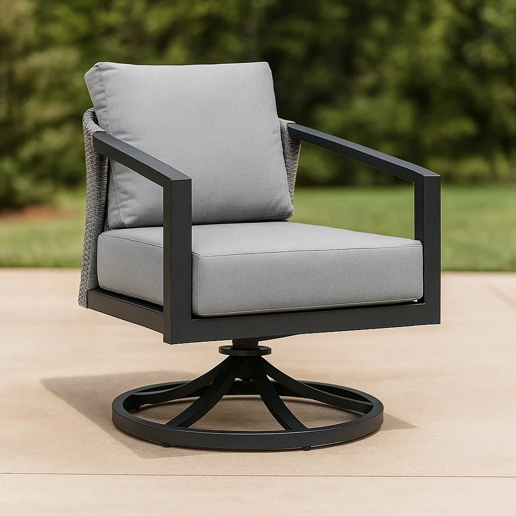 Chaise de jardin en aluminium noir, 71 x 71 x 76 cm