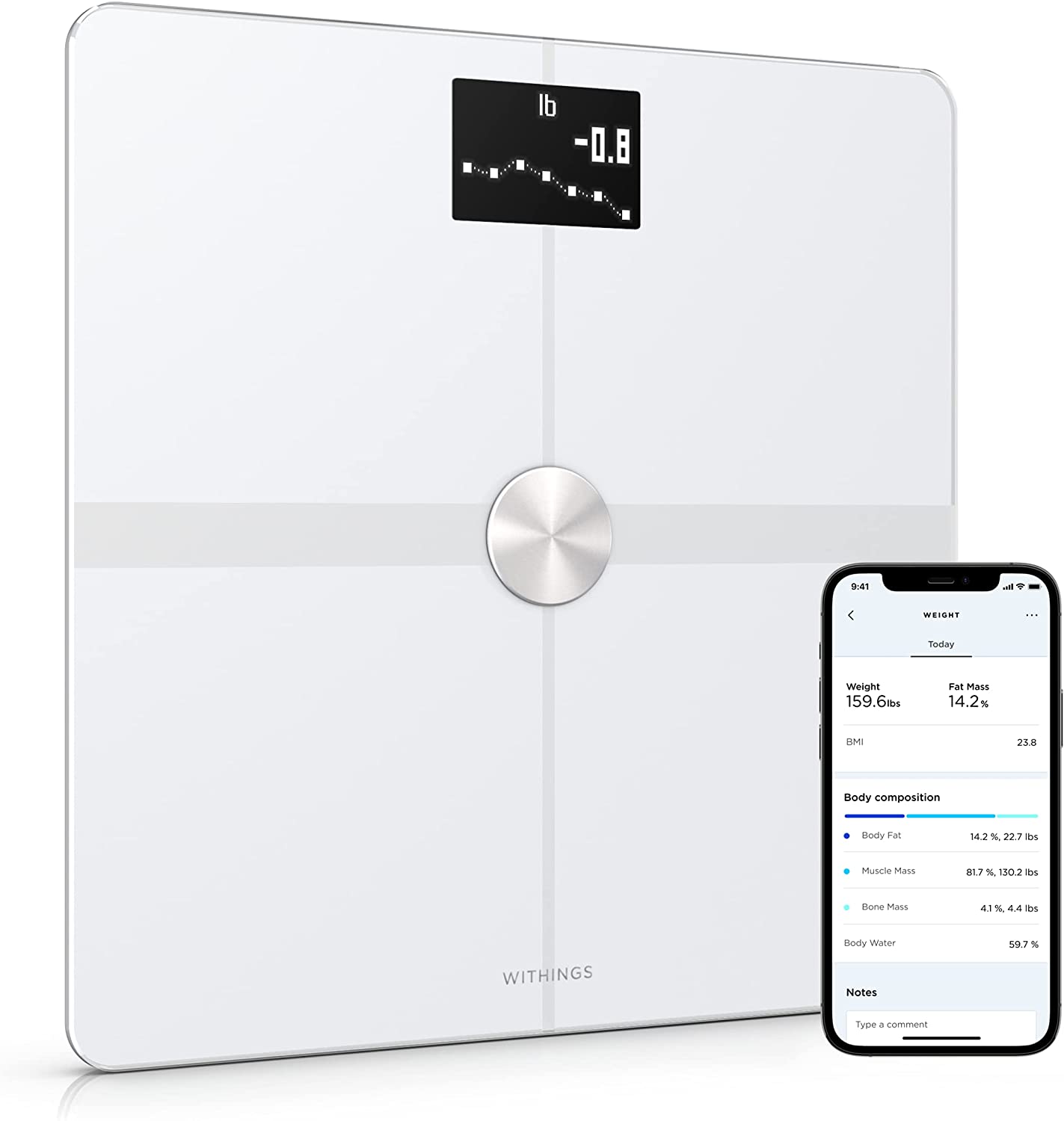 Withings Body+ 2025 – Intelligente digitale WLAN-Waage mit automatischer Synchronisierung mit der Smartphone-App