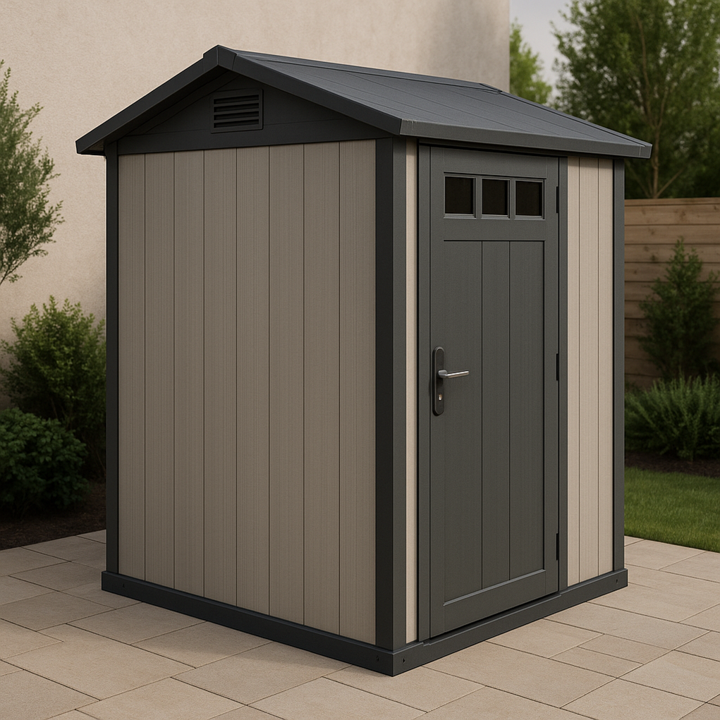 Abri de jardin en résine 190 x 143 x 210 cm, couleur grise, StcYYNL389aQ