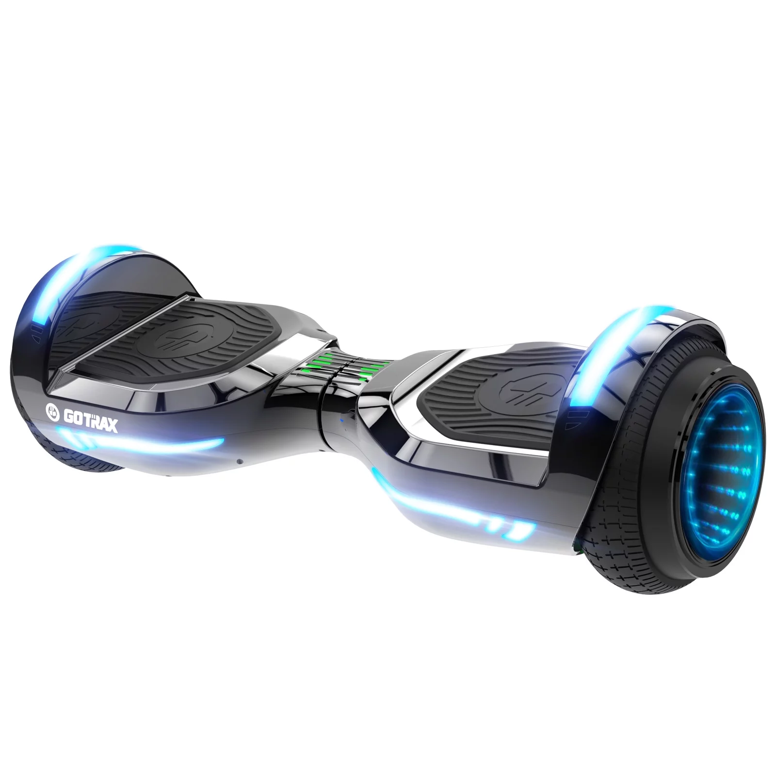 GOTRAX GLIDE PRO Hoverboard (Modelljahr 2025) mit Bluetooth. 6,5-Zoll-Räder und 7-farbige LED-Beleuchtung. Selbstbalancierender Scooter für Kinder und Erwachsene (20–80 kg). Farbe: Silber.