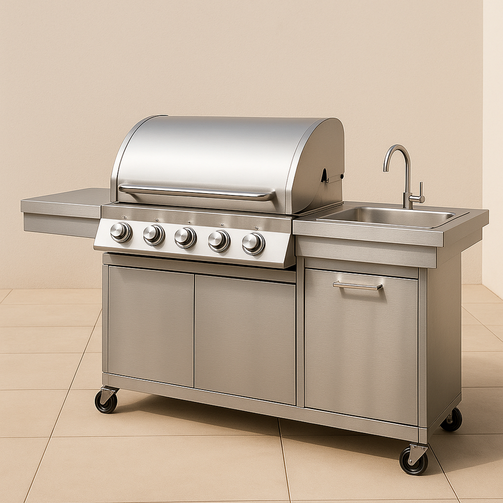 Barbecue à gaz 160x60x115 cm argent EpaiXYz364XV