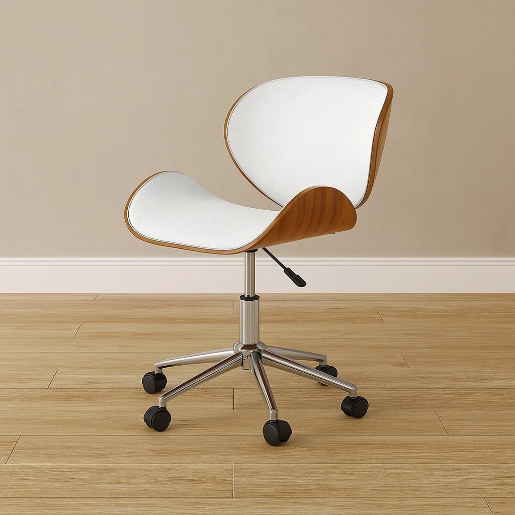 Chaise de bureau pivotante en bois blanc et métal pour usage intérieur 56×56×91 cm - J9hWn1RLYiUa