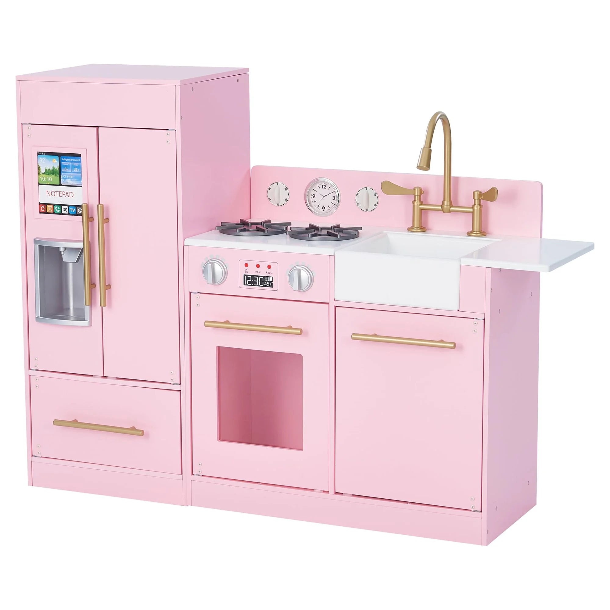 2025 Little Chef Charlotte Moderne Kinderküche mit separatem Kühlschrank, Küchenzeile und interaktiven Funktionen. Rosa