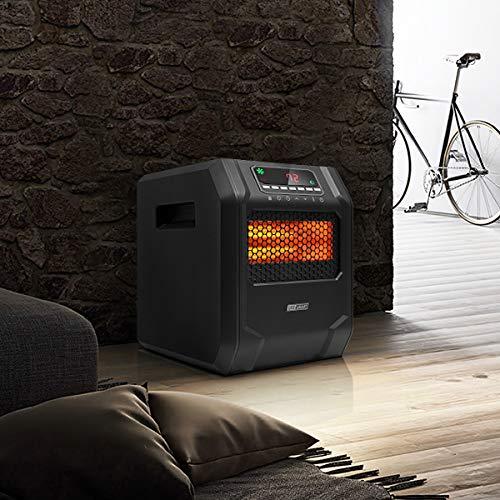 LIFE SMART Infrarot-Heizstrahler mit 6 Quarzheizelementen, LED-Digitalanzeige, Schnellheizfunktion mit Fernbedienung und Timer, Thermostatsystem mit Kipp- und Überhitzungsschutz für Zuhause
