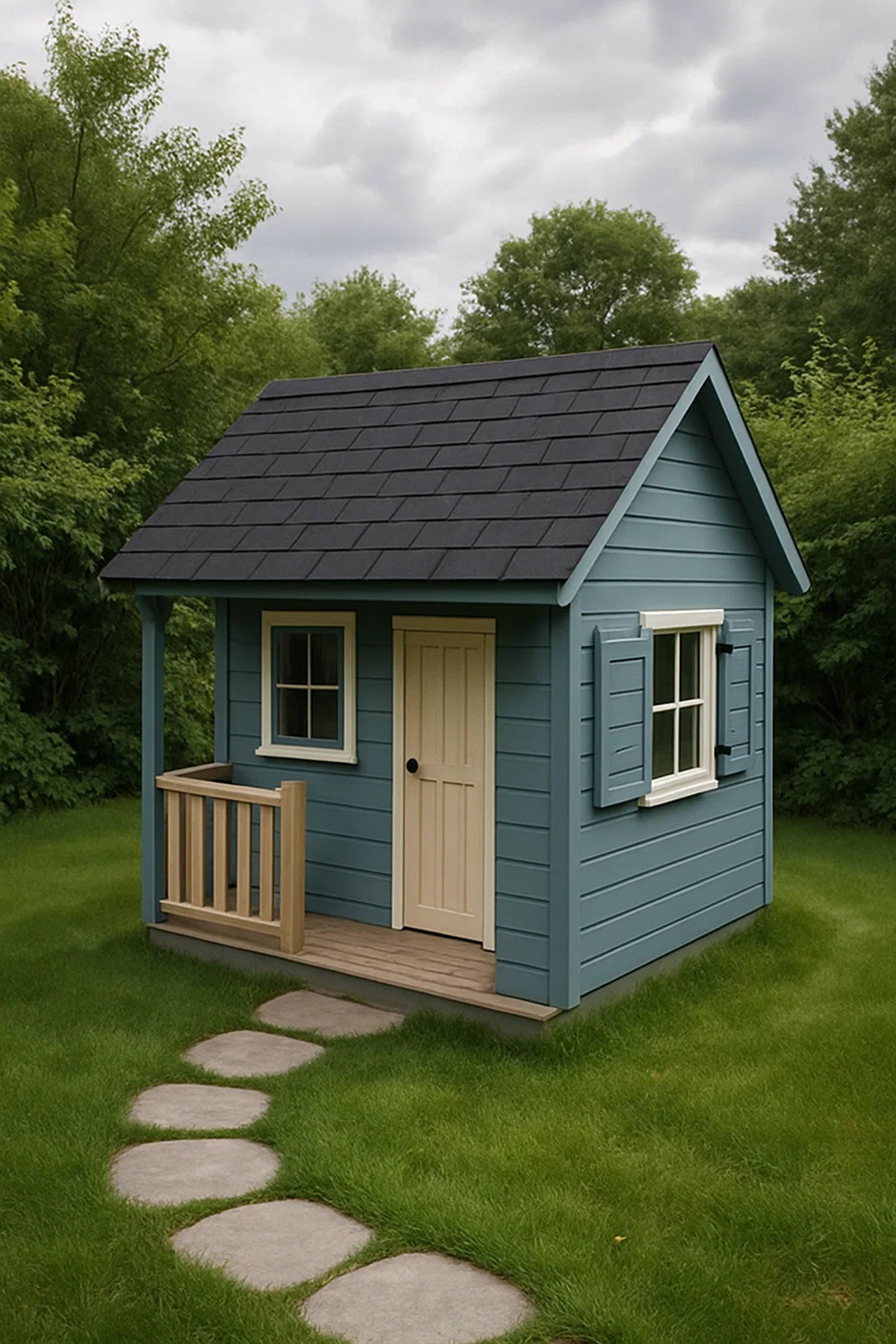 Cabane de jardin pour enfants en bois bleu, 160×140×160 cm, oFFJCGs151qw