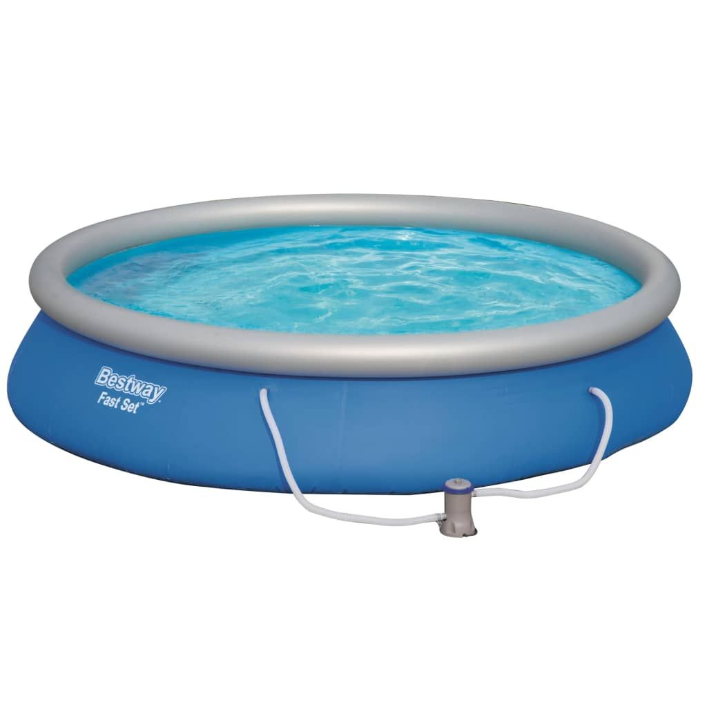 Vidaxl Fast Set aufblasbarer Pool Bestway mit Pumpe Blau Ø457x84 cm