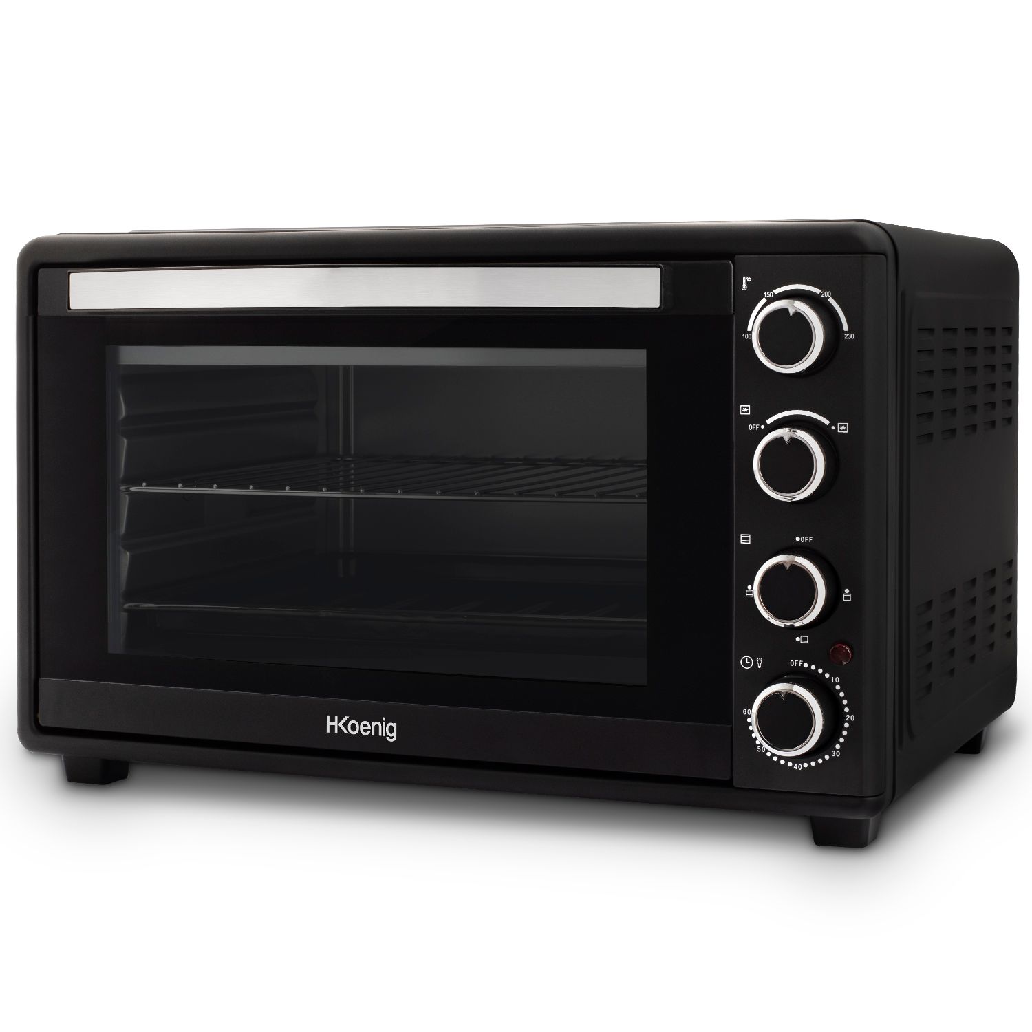 H.koenig Fo45 Mini-Elektro-Tischbackofen, 45 Liter, 2000 W, bis zu 230 °C, bis zu 60 Minuten, Thermostat