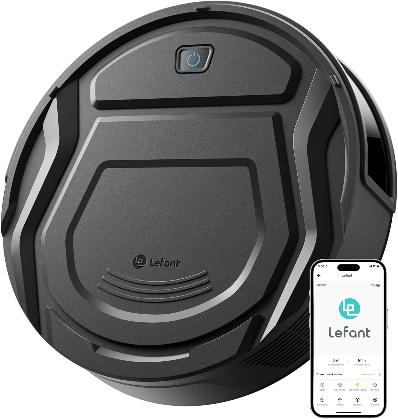 LEFANT M210 Pro Saugroboter, 2200 Pa, 120 Minuten Laufzeit, WLAN/App/Alexa-Steuerung, verbesserter Kollisions- und Absturzsensor, intelligente Navigation, schlankes und leises Design, 6 Reinigungsmodi