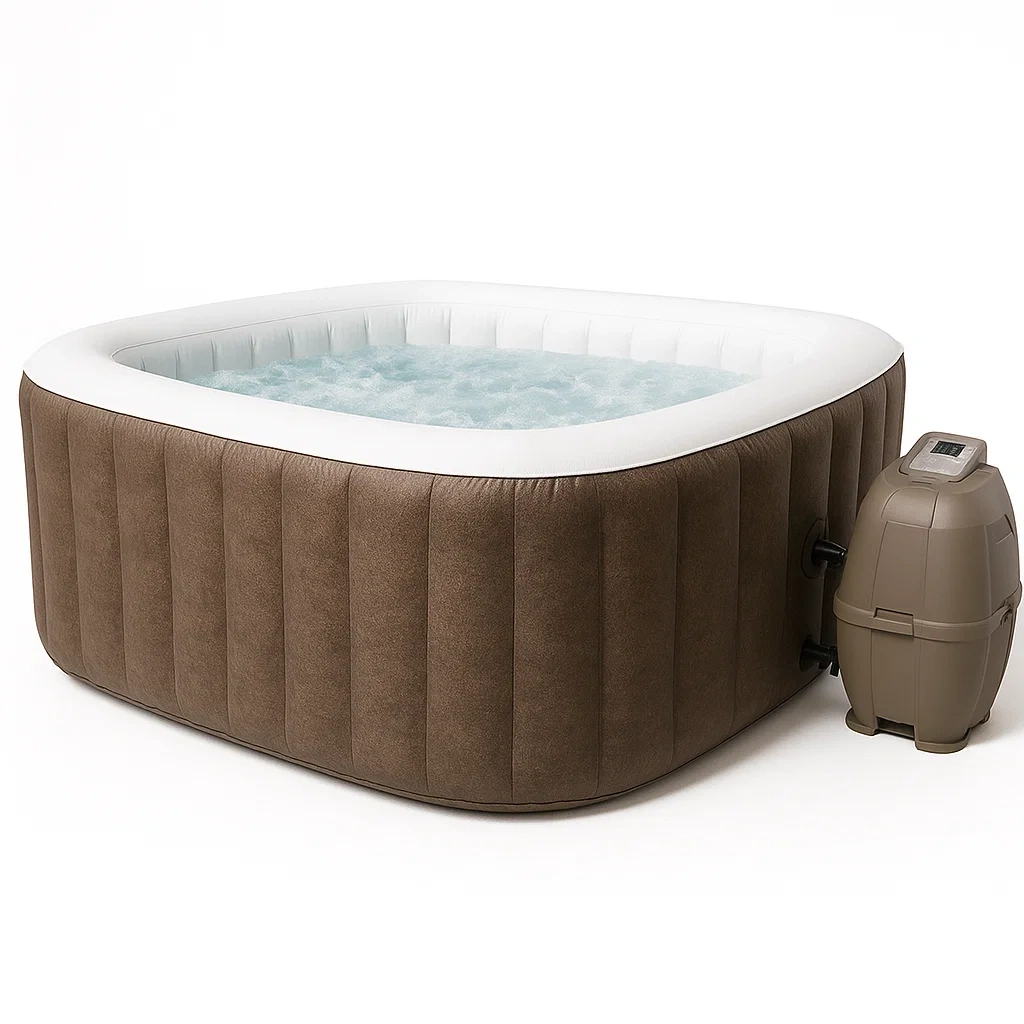 Spa gonflable 185x185x71 cm 6 places carré marron/blanc QMjTzJL346Ue
