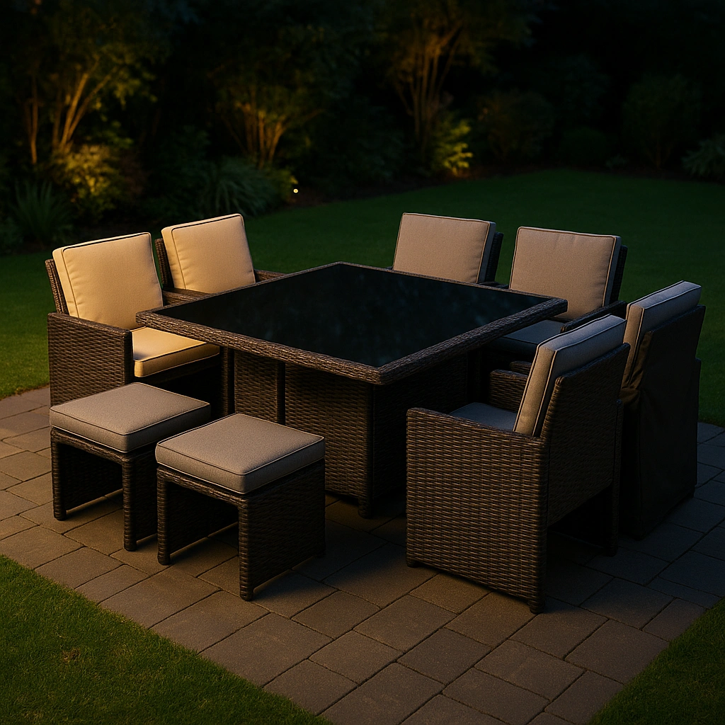 Ensemble de jardin extérieur en rotin gris clair - EDSsiOP368zY