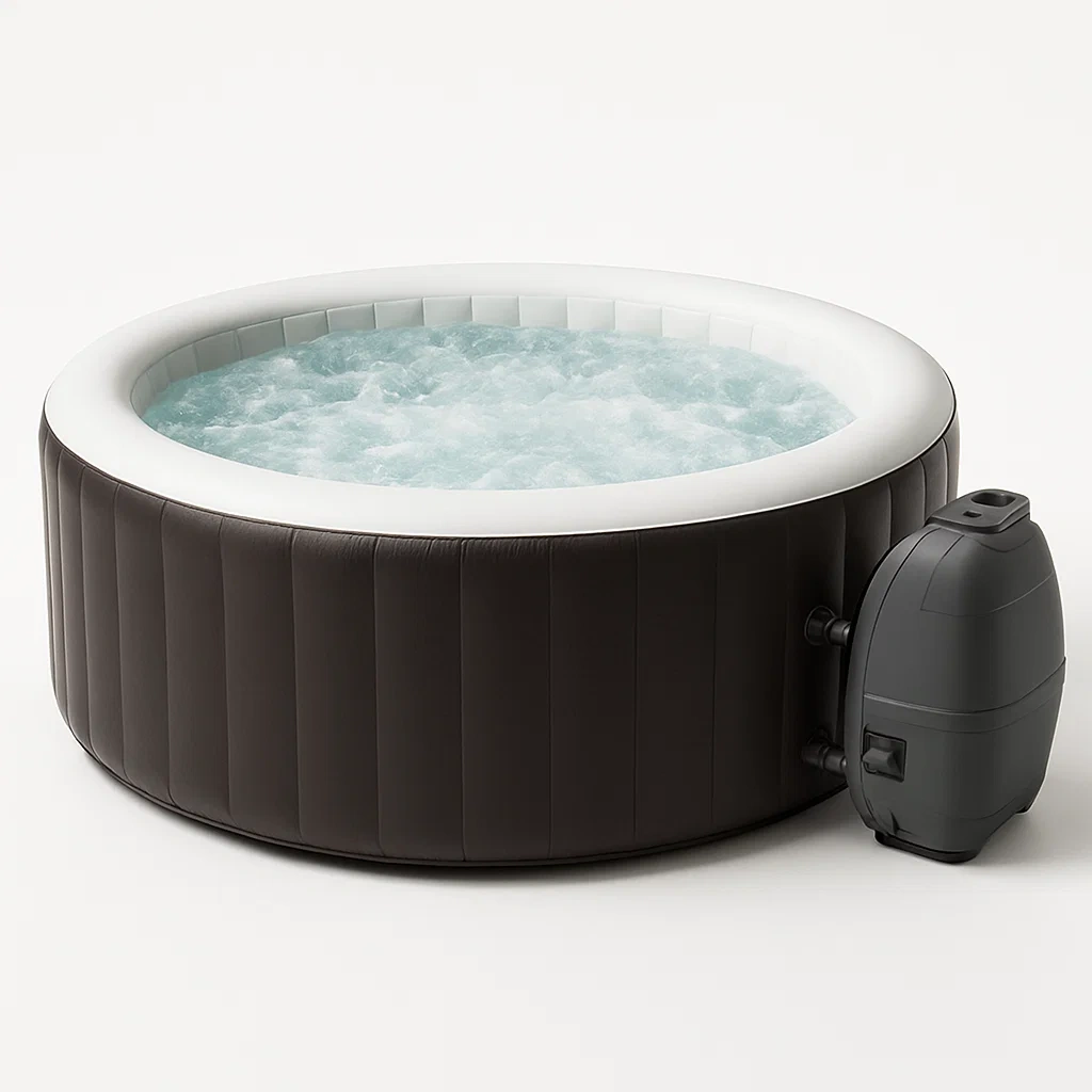 Aufblasbarer Whirlpool, 196 x 196 x 71 cm, rund, für 4 Personen, braun/weiß, lyBQjgB373fD