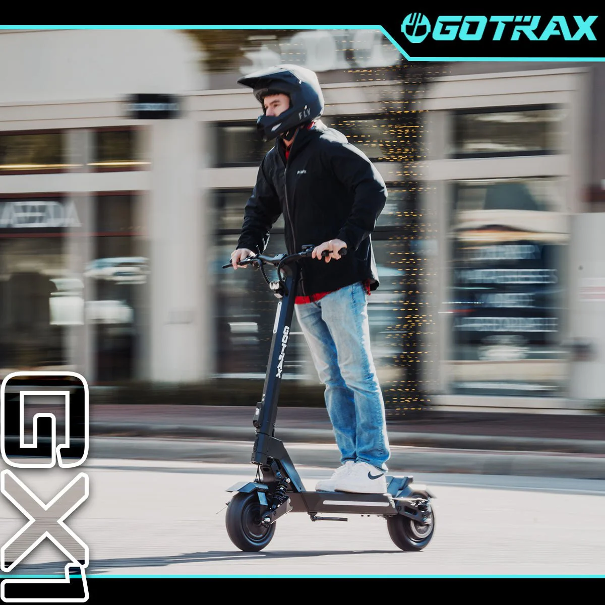 GOTRAX GX1 Elektroroller mit zwei Motoren (Modelljahr 2025) – Leistungsstarker All-Terrain-Roller für Erwachsene. Höchstgeschwindigkeit: 64 km/h.