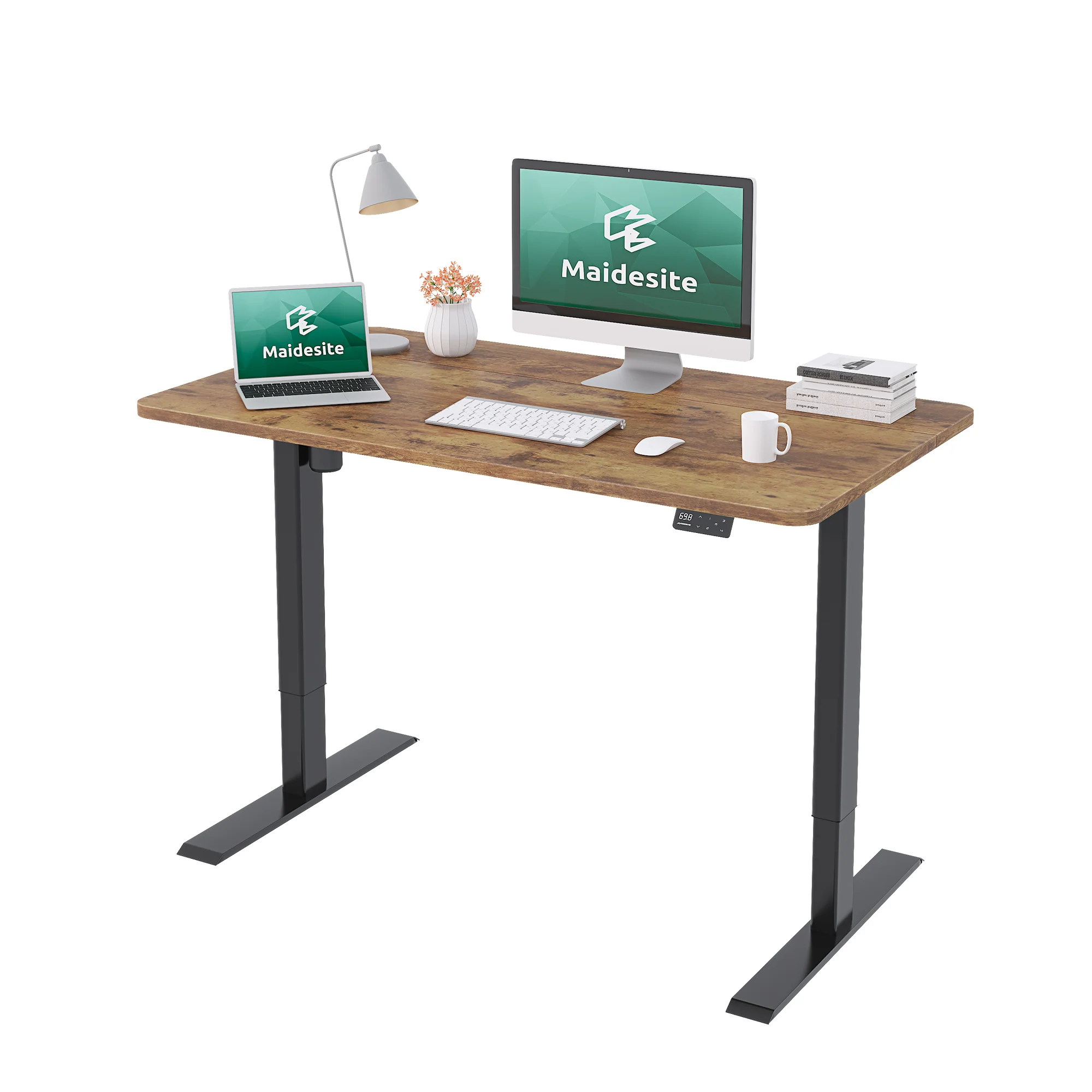 Maidesite Standard Series 55-Zoll elektrisch höhenverstellbarer Schreibtisch – Stand Steady Modell