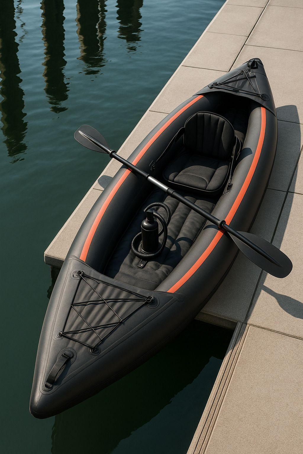 Kayak gonflable monoplace, facile à monter, PVC noir/orange, rivière/lac, 315 x 78 x 37 cm tOXYcBc491aO