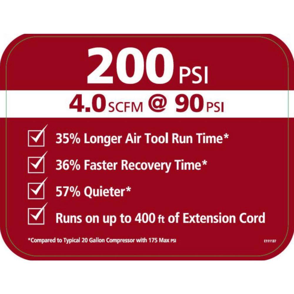 Husky 2025 20-Gallonen-Vertikal-Elektro-Luftkompressor. 200 PSI. Ölfrei – Modell C202H