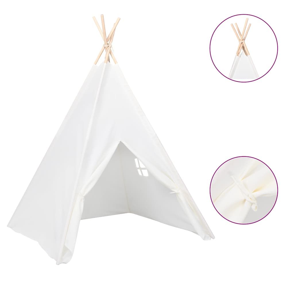 Kinder-Tipi-Zelt und pfirsichfarbene Ledertasche, weiß, 120 x 120 x 150 cm, Vidaxl