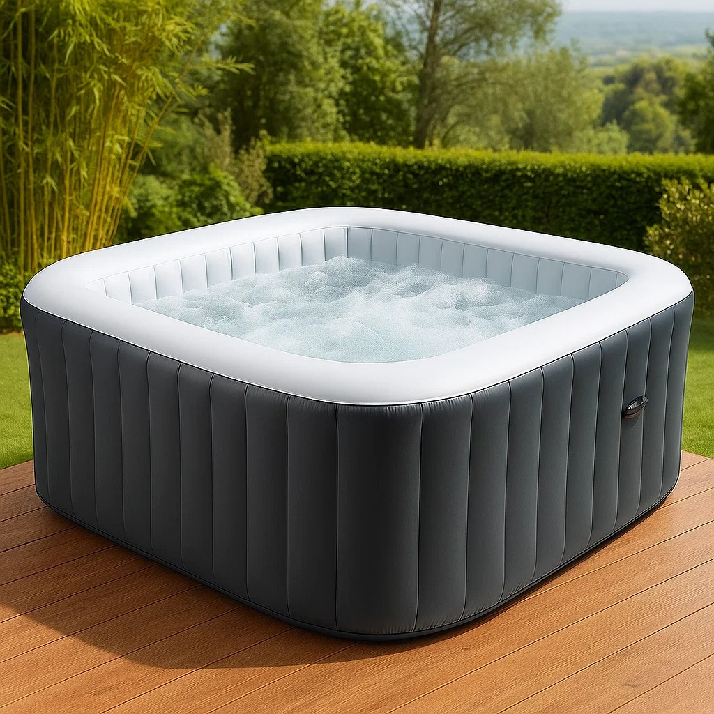Aufblasbarer Whirlpool 180x180x71 cm 4-Sitzer quadratisch grau/weiß uOQSGTJ357wx