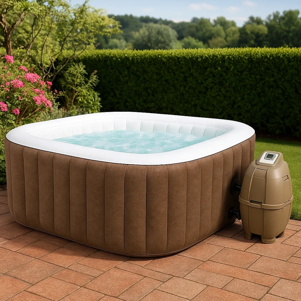 Spa gonflable 185x185x71 cm 6 places carré marron/blanc QMjTzJL346Ue
