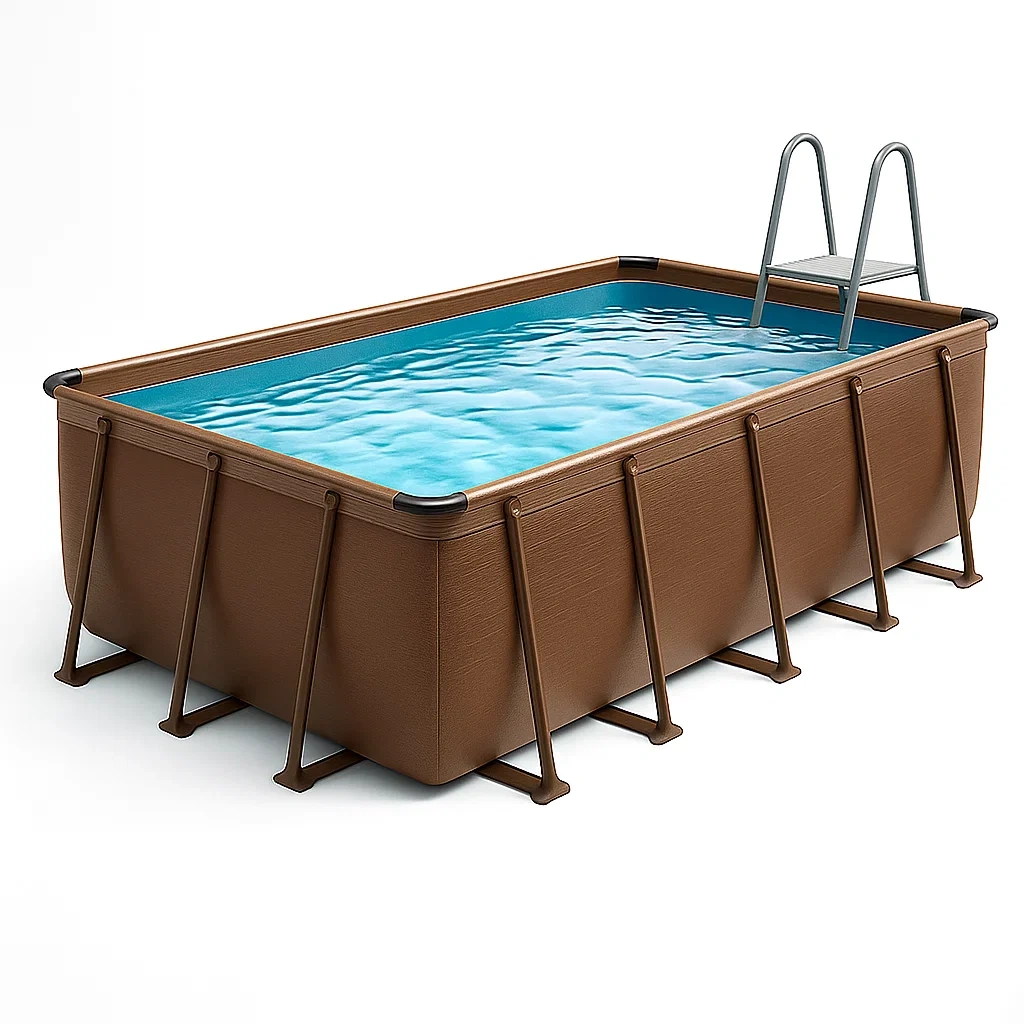 Piscine tubulaire rectangulaire amovible en acier, 532 x 265 x 119 cm, marron, avec filtre et échelle, flrKaNW193TX