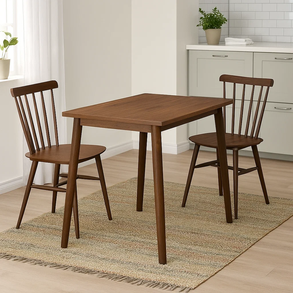 Ensemble repas 2 places, table rectangulaire en bois marron avec chaises, 80 x 40 x 75 cm, pour salle à manger ou cuisine - Vi5zgGd4xGgE