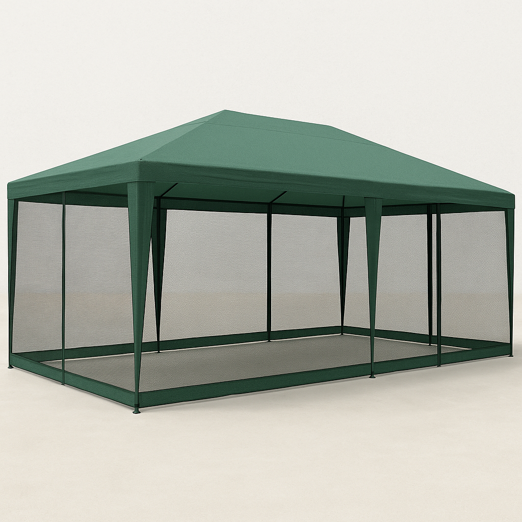 Tonnelle extérieure en fer vert pour événements de jardin, 600 x 250 x 280 cm