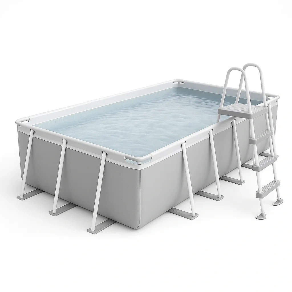 Piscine tubulaire rectangulaire 532 x 265 x 119 cm Gris/Blanc avec filtre et échelle rOlZYbu190UU
