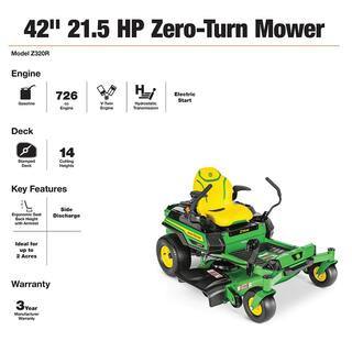 John Deere Z320R 42″ Nullwendekreis-Aufsitzmäher – 21,5 PS V-Twin-Motor mit Accel Deep Deck
