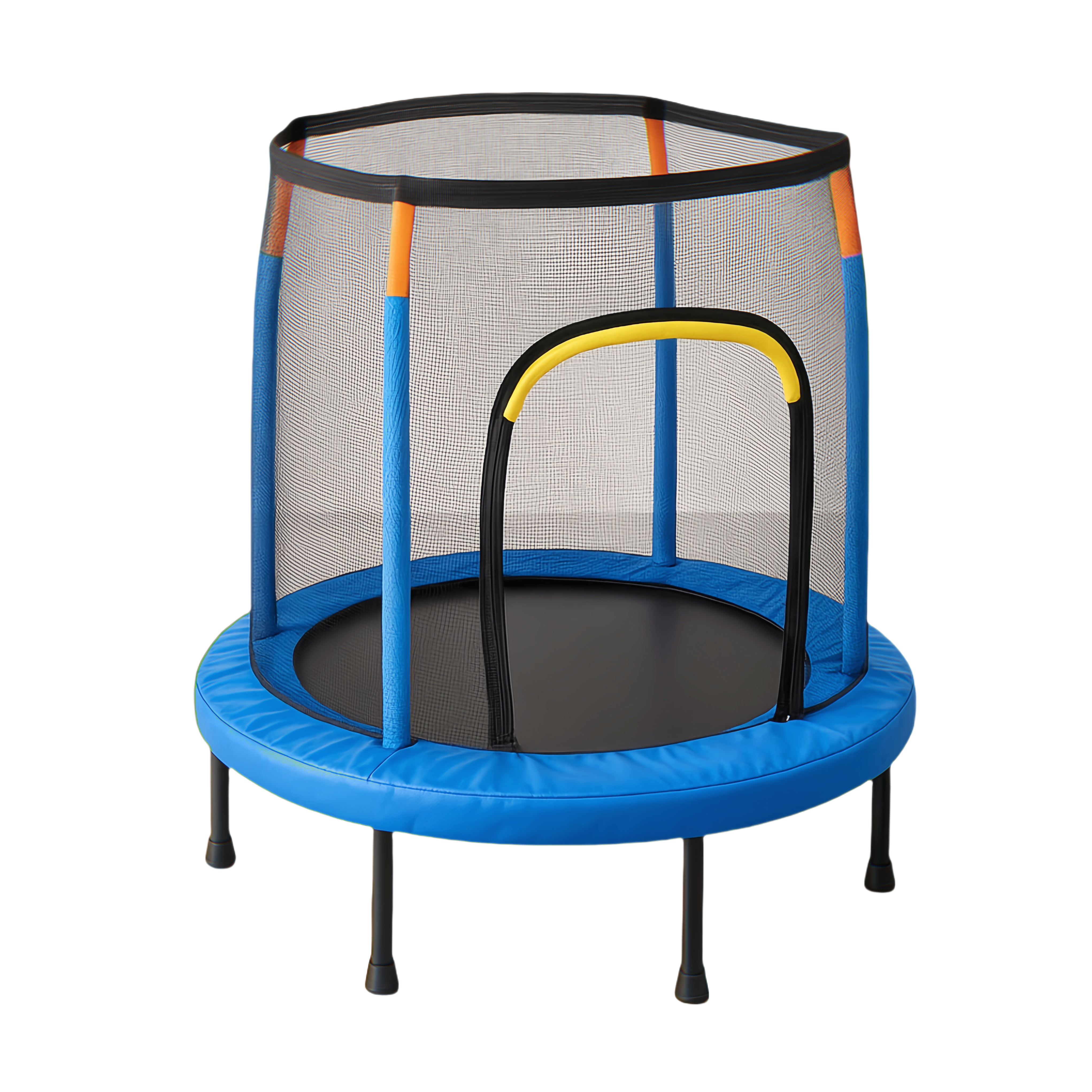 Rundes Indoor-Trampolin blau/schwarz/orange 140x160 cm qHMIaFj371Uo