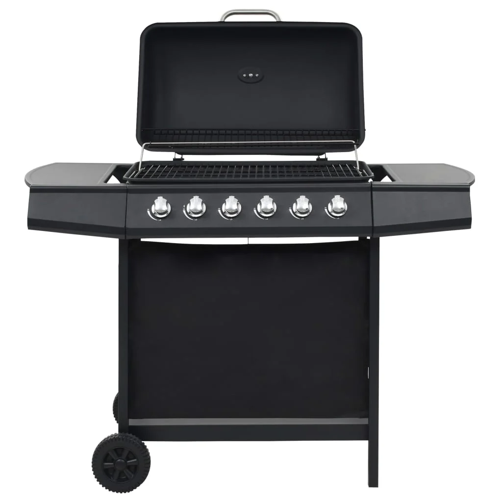 Tragbarer Gasgrill 2025 mit 6 Grillzonen, schwarzer Stahl V3794