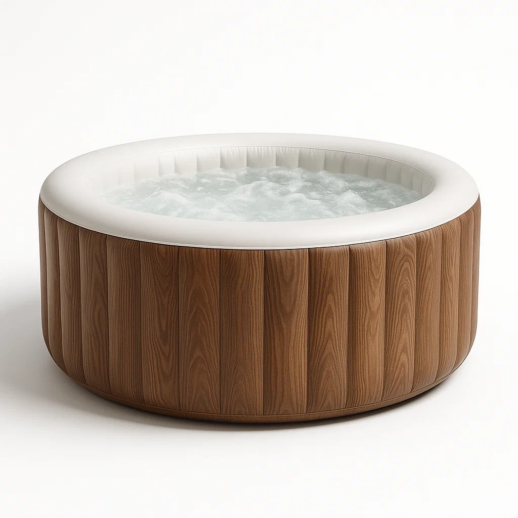 Aufblasbarer Whirlpool 180x180x71 cm 4 Personen rund Holz/weiß FCsusvu311xY